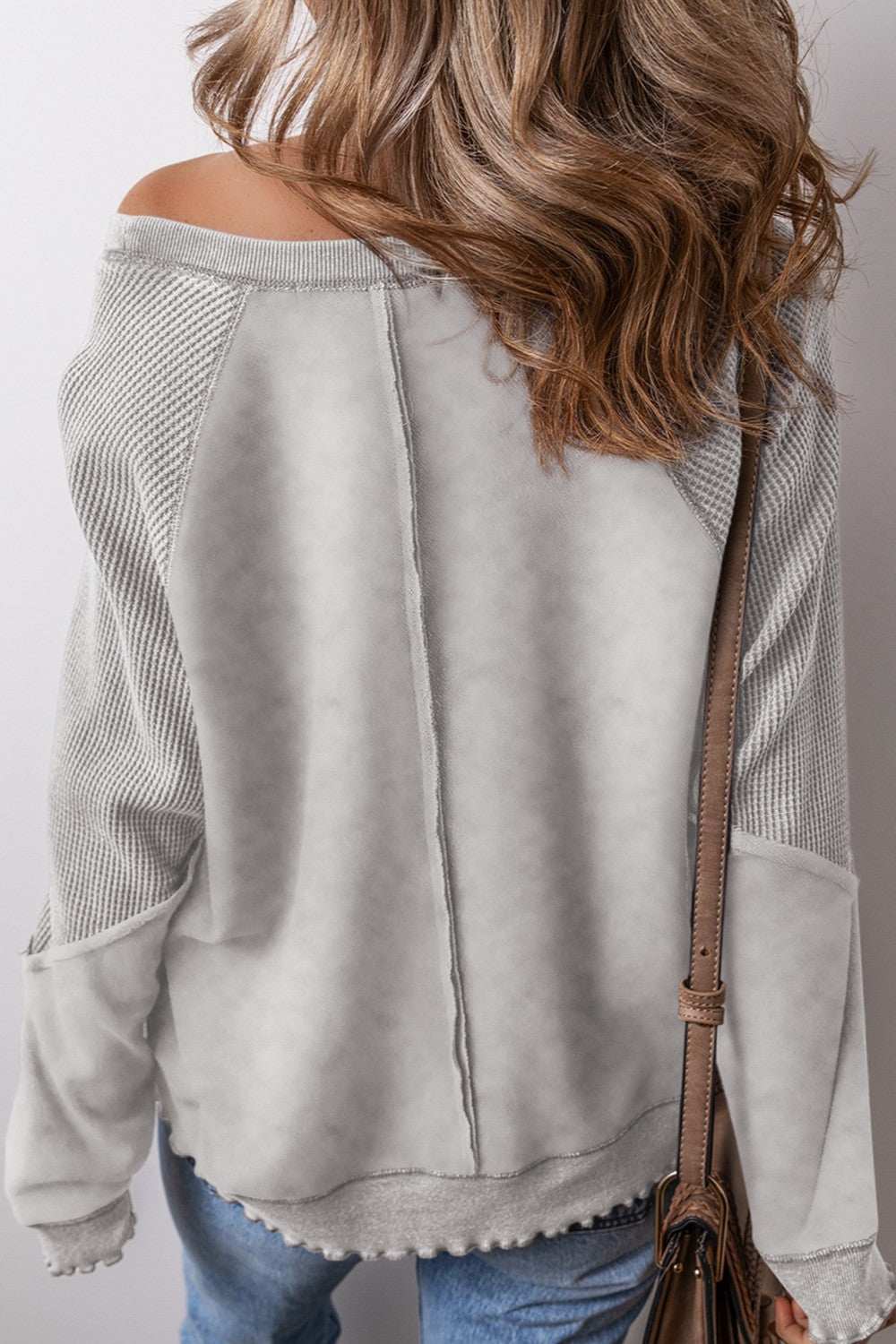 Exposed Seam Long Sleeve Sweatshirt Gray