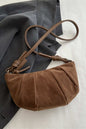 Suede Croissant Shape Shoulder Bag Brown