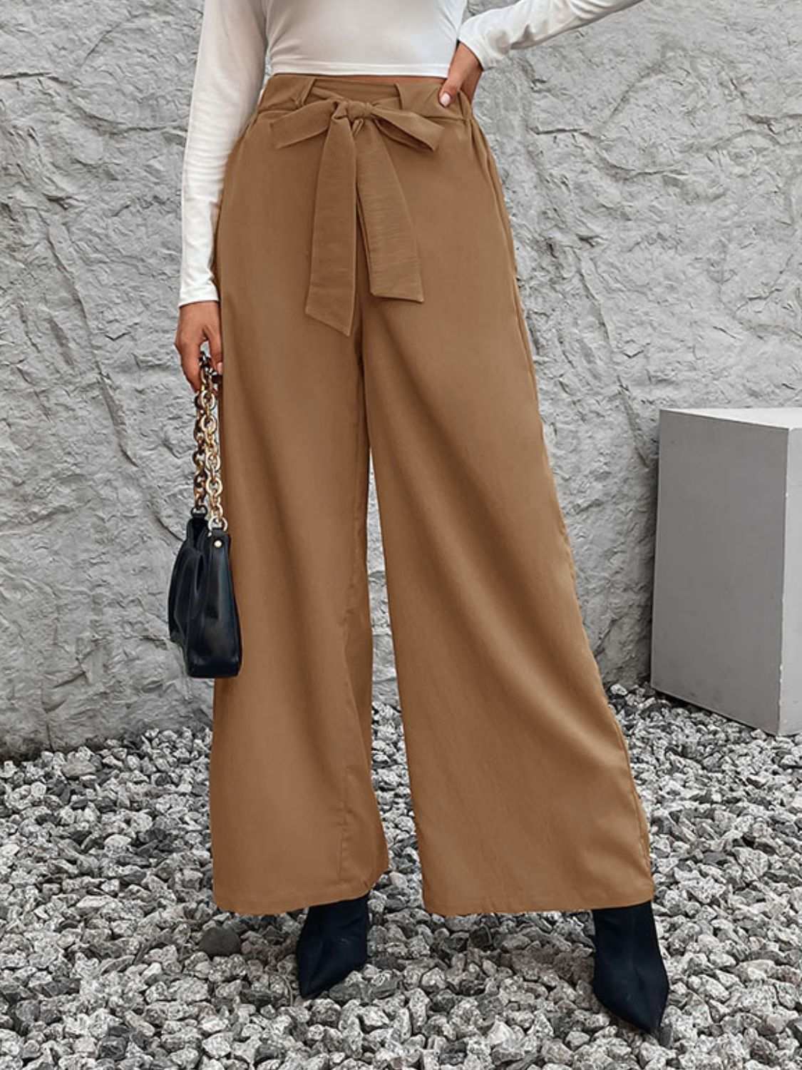 Perfee Tied High Waist Wide Leg Pants