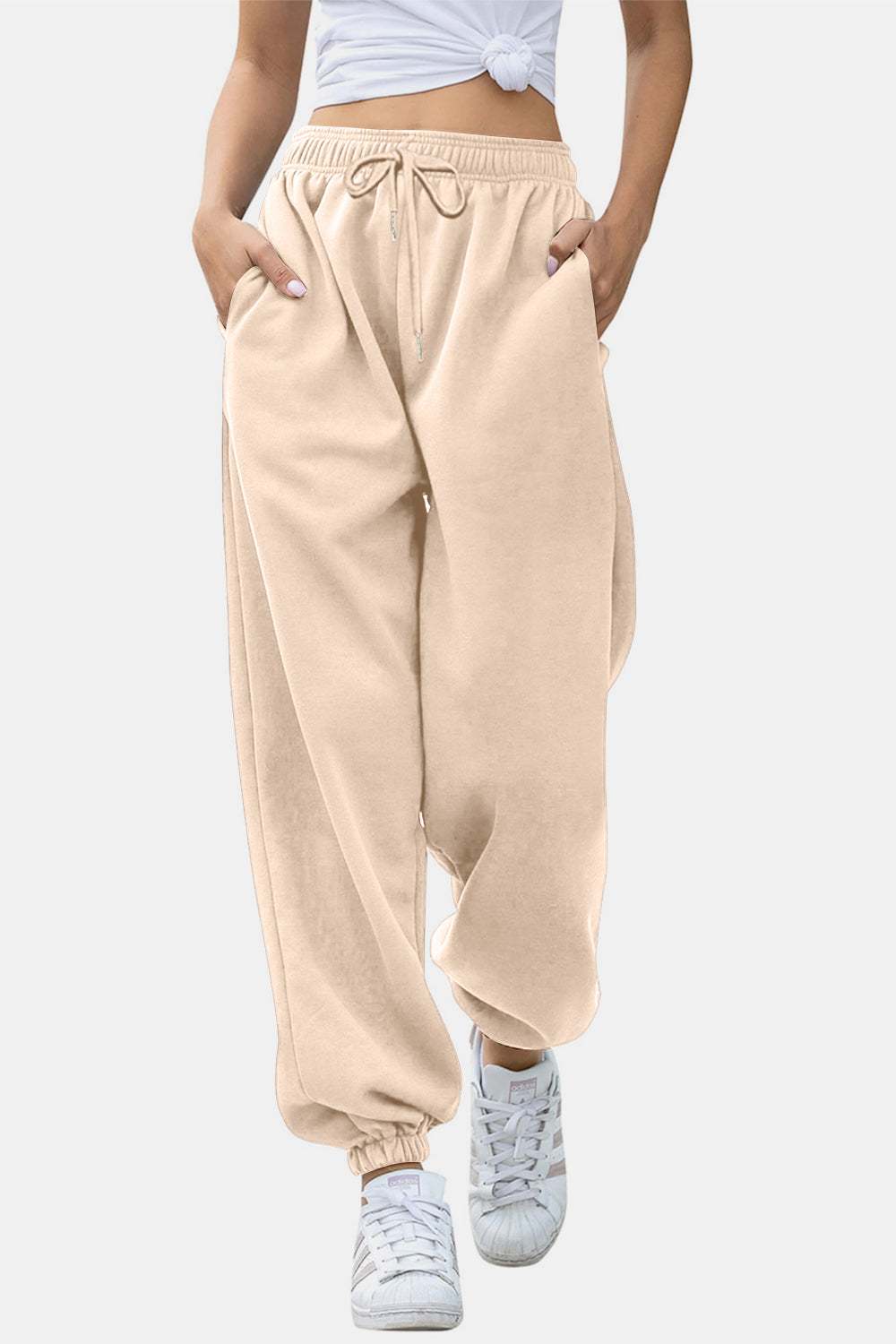 Elastic Waist Joggers with Pockets