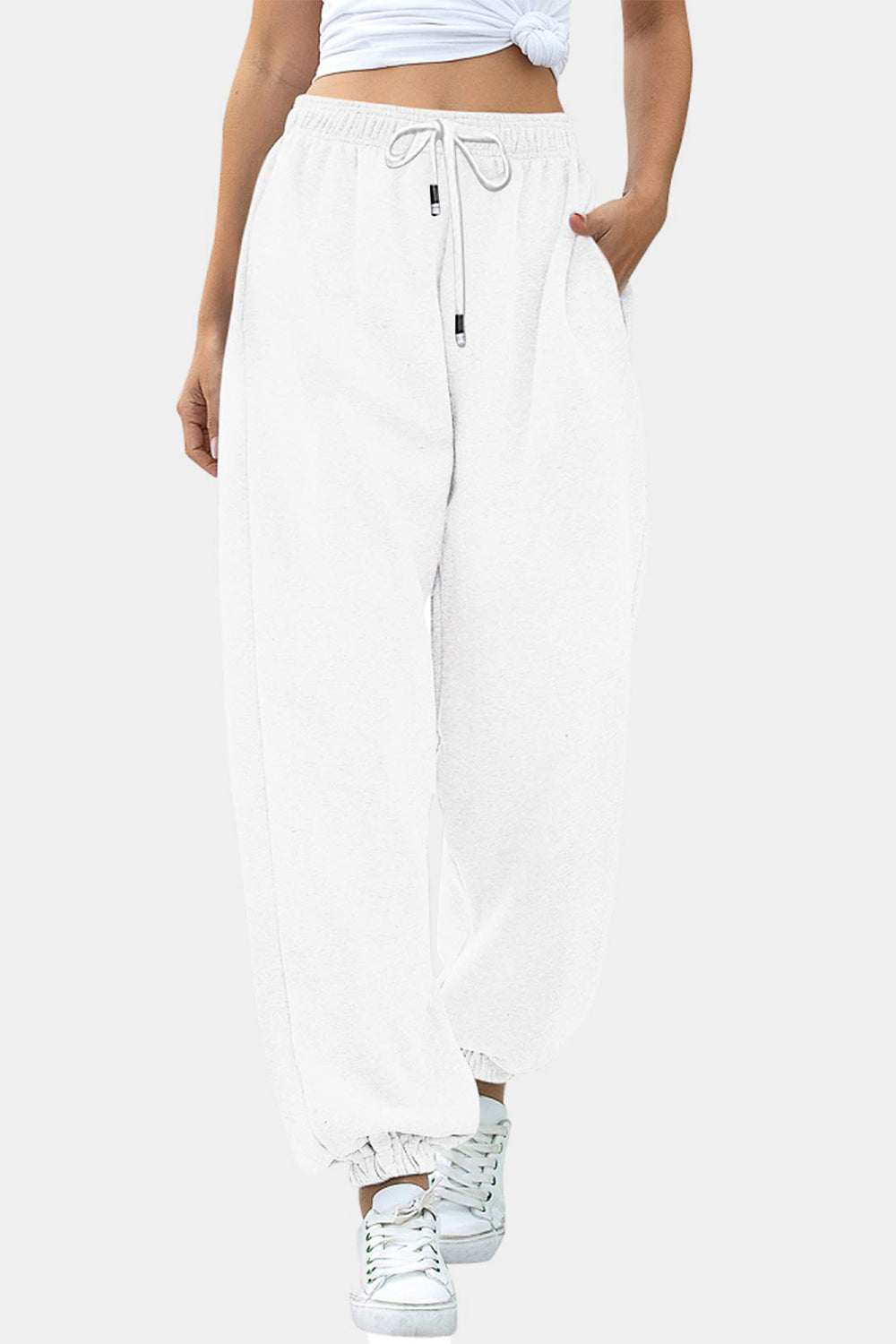 Elastic Waist Joggers with Pockets