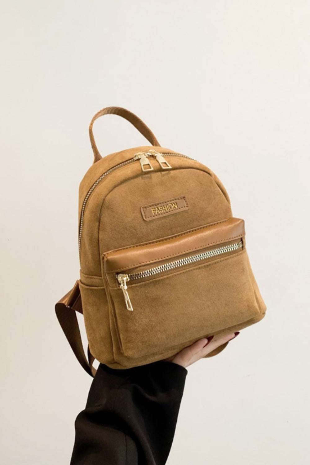 Small suede adjustable strap backpack bag, imported, 8.7 x 4.3 x 8.7 inches, 8.1 oz.