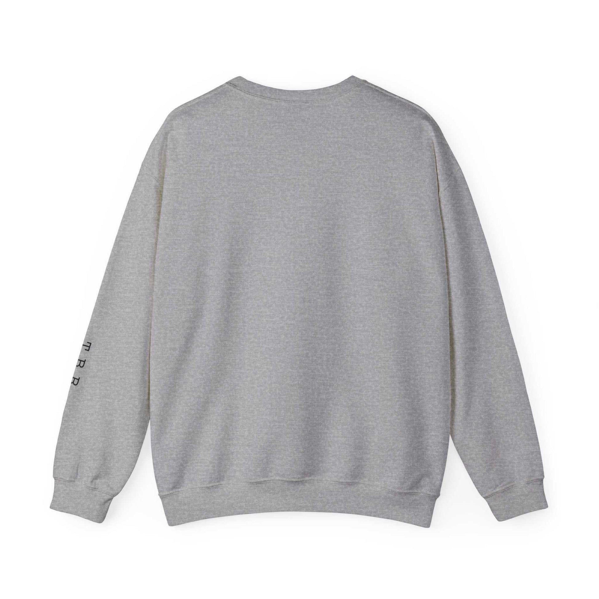 Gray "T. B. R. Tsundoku" crewneck sweatshirt, cozy and durable, perfect for book lovers.