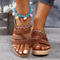 PU Leather Crisscross Wedge Sandals