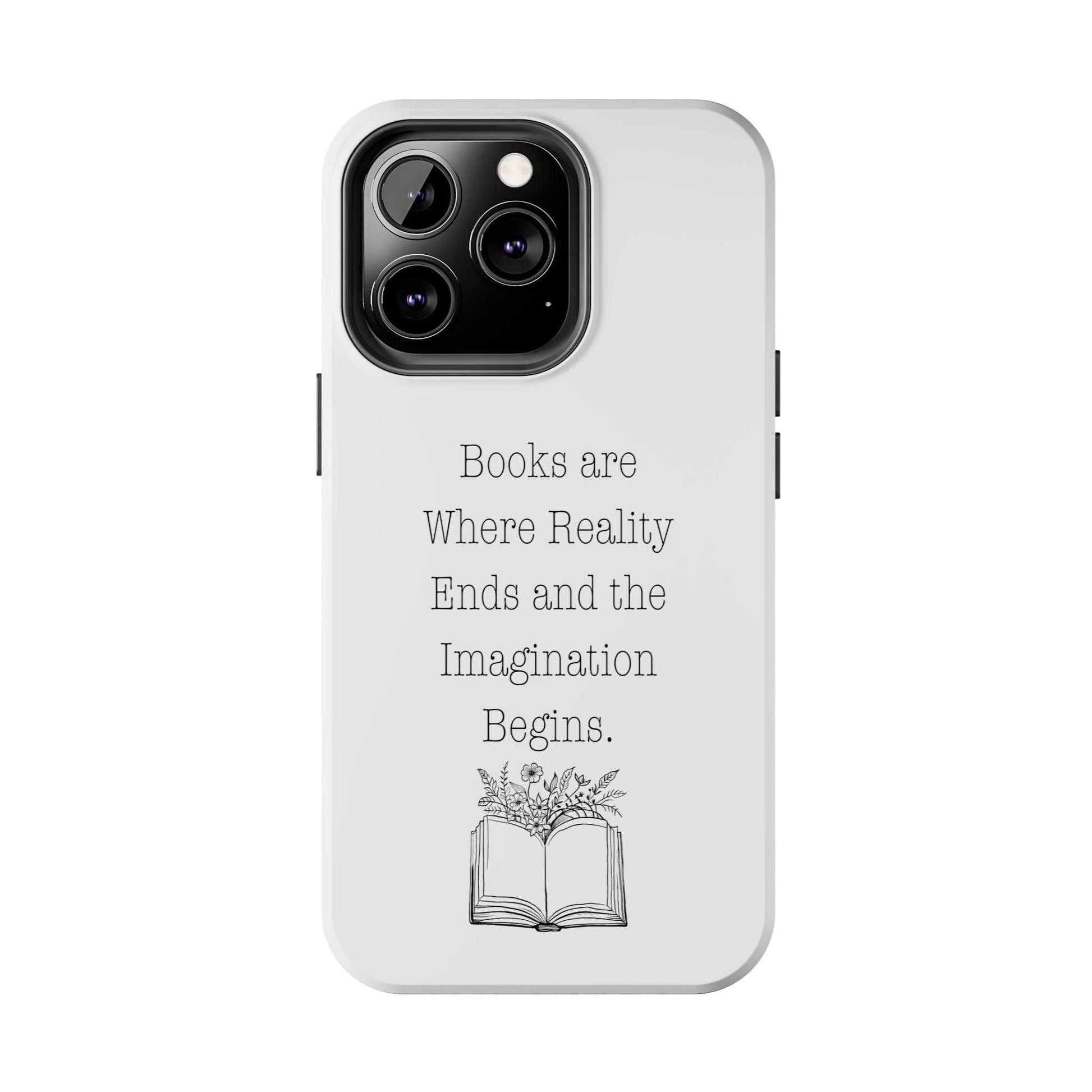 Quote Book Phone Case with floral book design and inspirational quote.