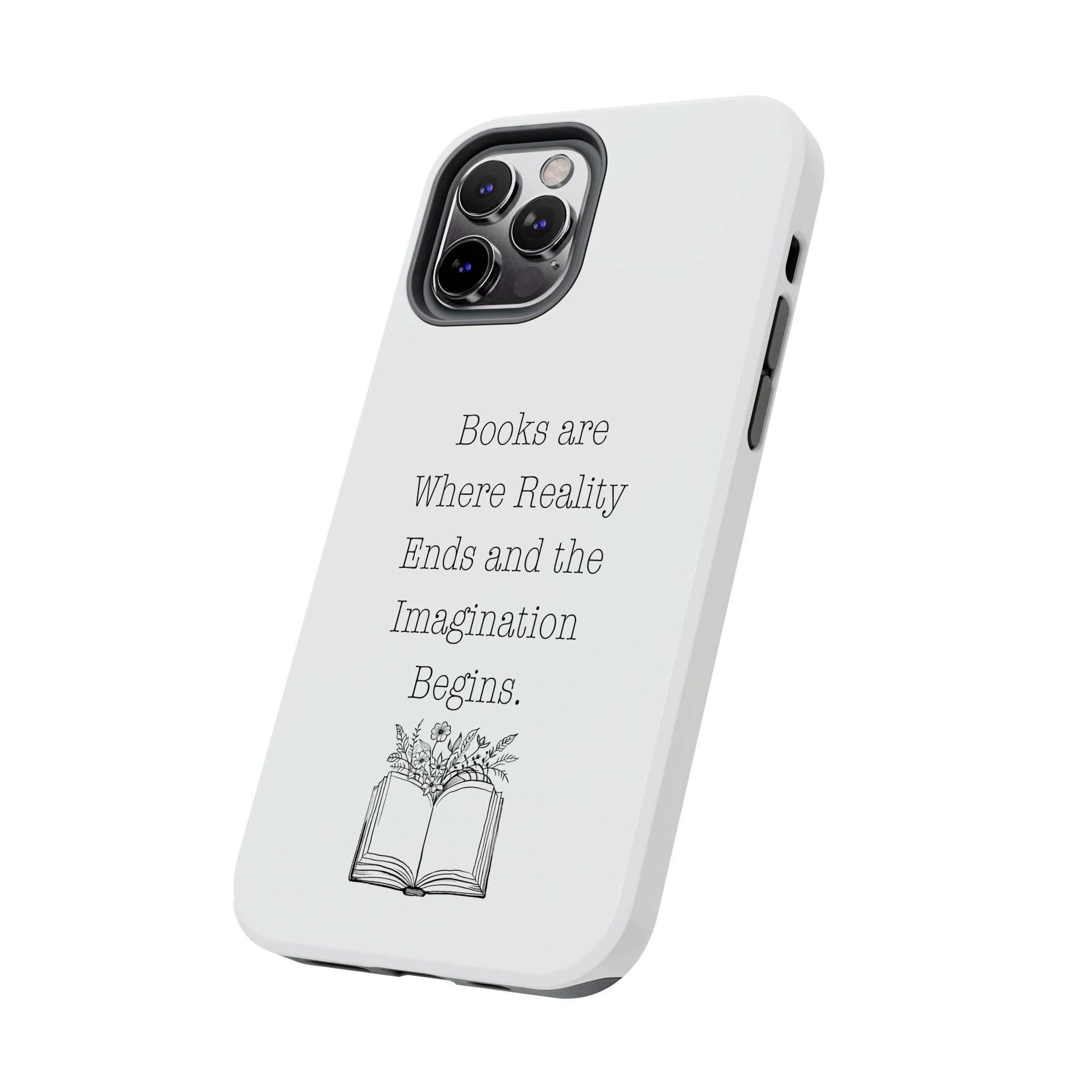 Durable Quote Book Phone Case with floral design.