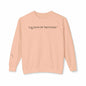 Peach sweatshirt with "Queen of Mystery" design, 100% cotton, ribbed cuffs and hem.