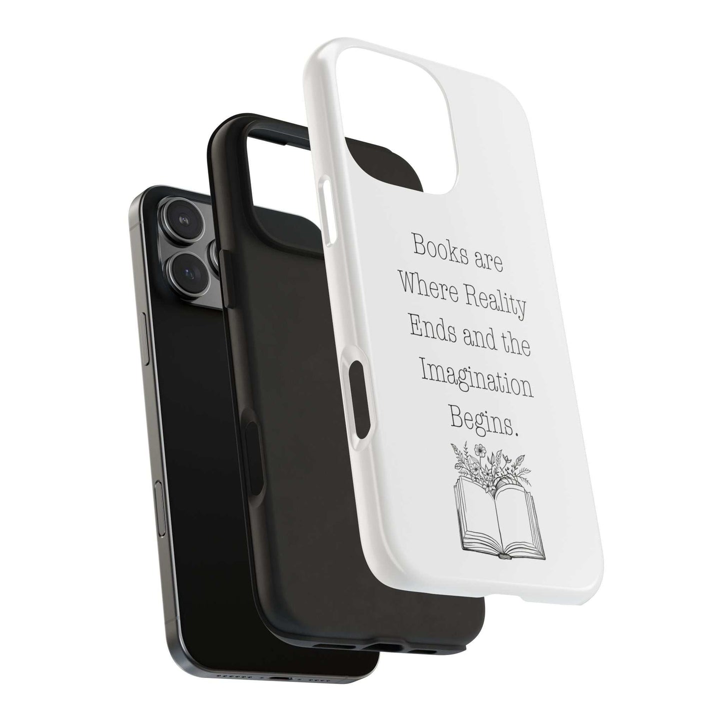 Quote Book Phone Case with floral book design, durable impact-resistant, ideal for literary enthusiasts.