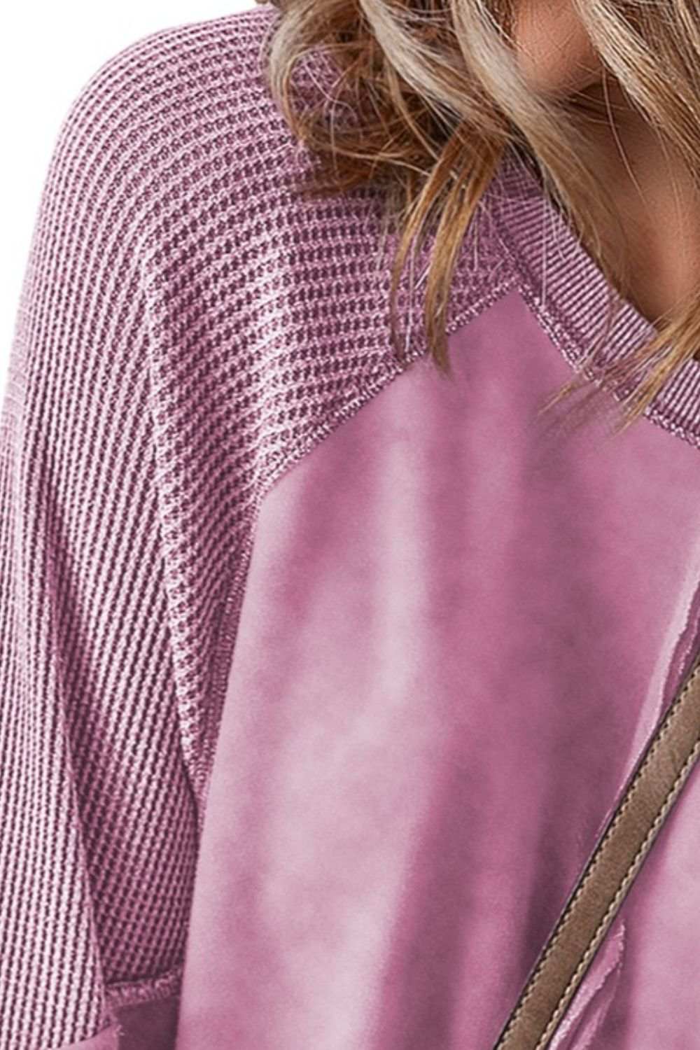 Exposed Seam Long Sleeve Sweatshirt Dusty Pink