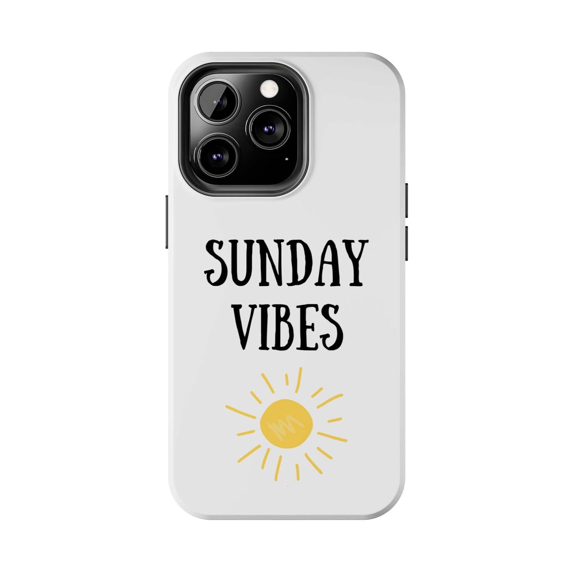 Phone Case - 'Sunday Vibes' with Sun Graphic Design, relaxed and carefree atmosphere, durable Lexan plastic, glossy finish, UV protection.