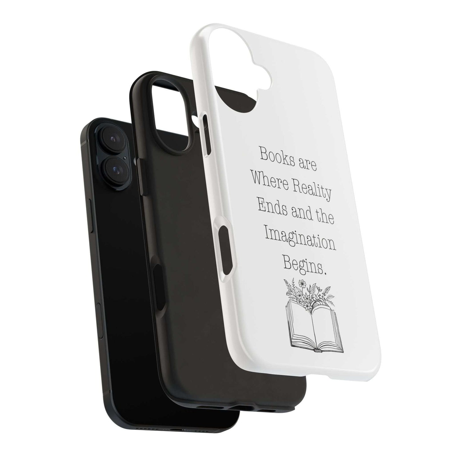 Durable Quote Book Phone Case with floral book design, ideal for literary enthusiasts.