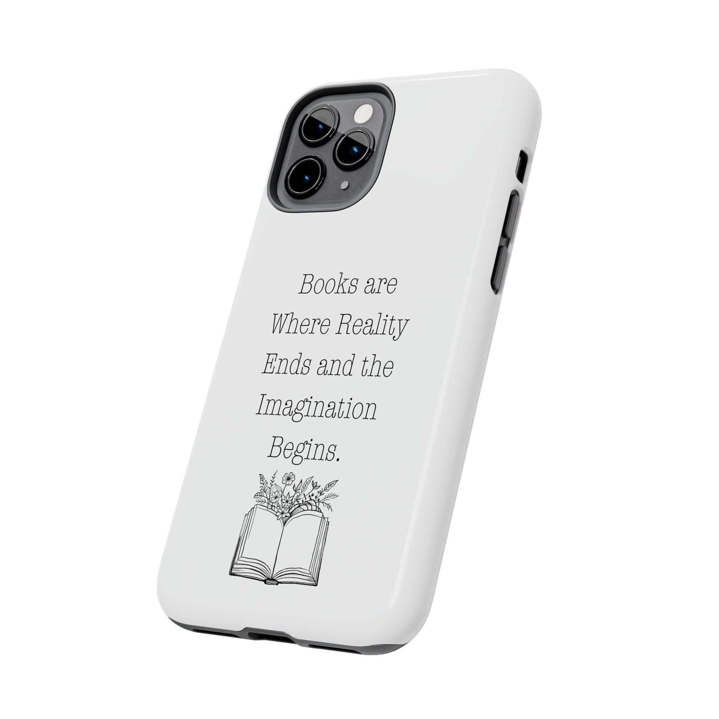 Durable quote book phone case with floral design and impact-resistant features.