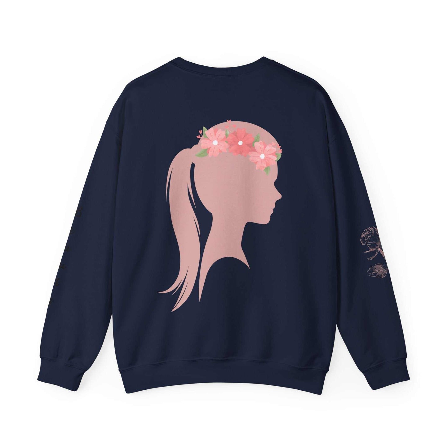 Beauty Roses Crewneck Sweatshirt - Dusty Rose Silhouette Design