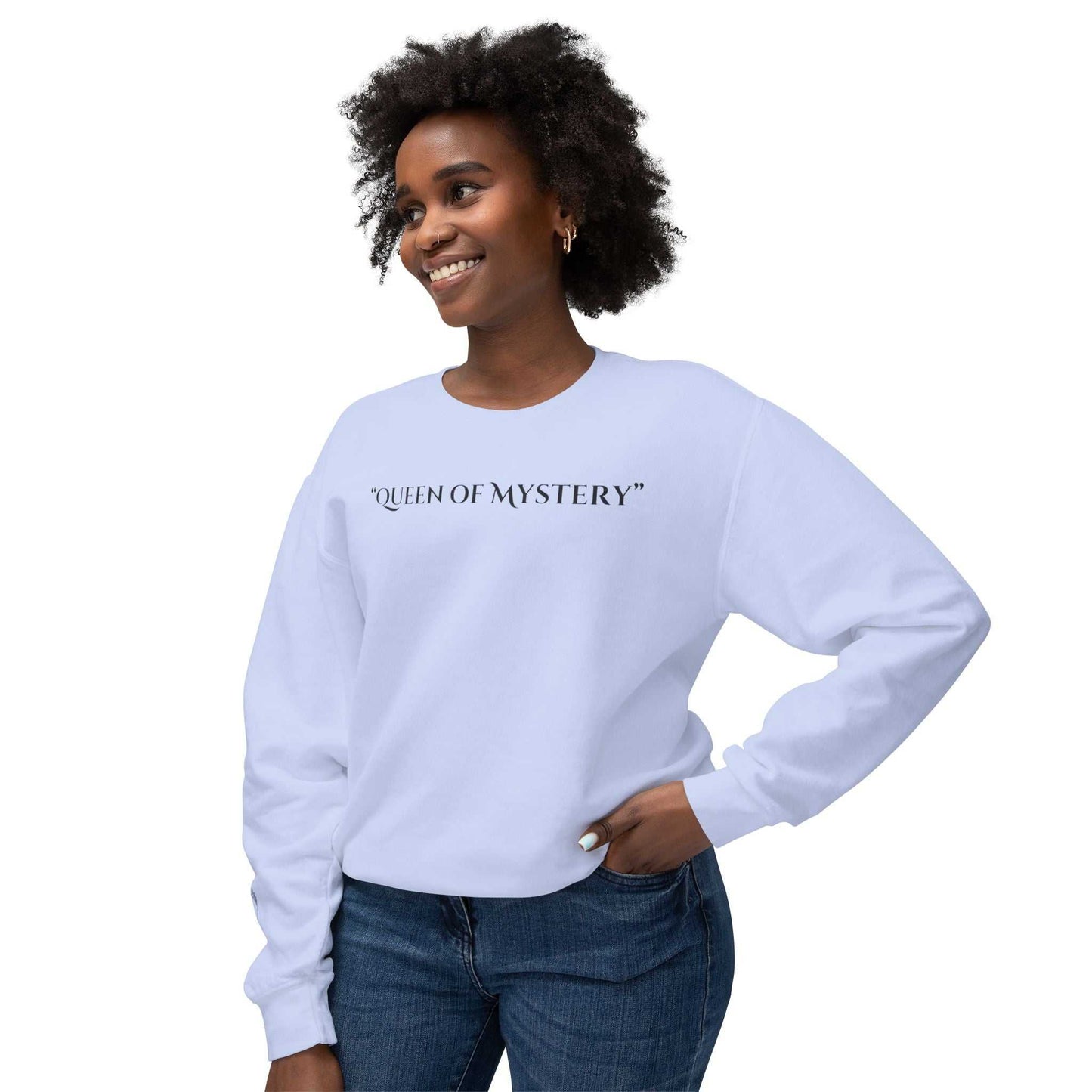 Queens Mystery Sweatshirt featuring a unique design; comfortable and stylish for casual wear.