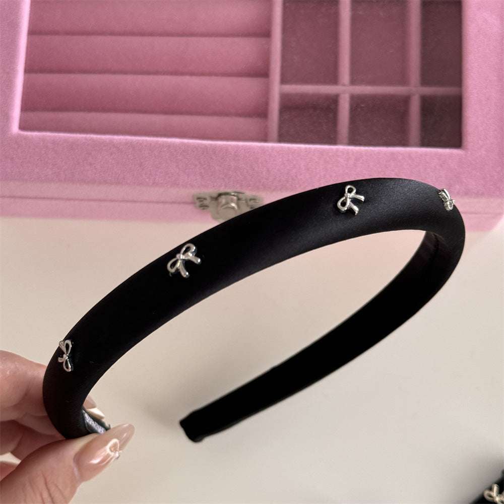 Alloy Bow Trim Headband Silver/Black