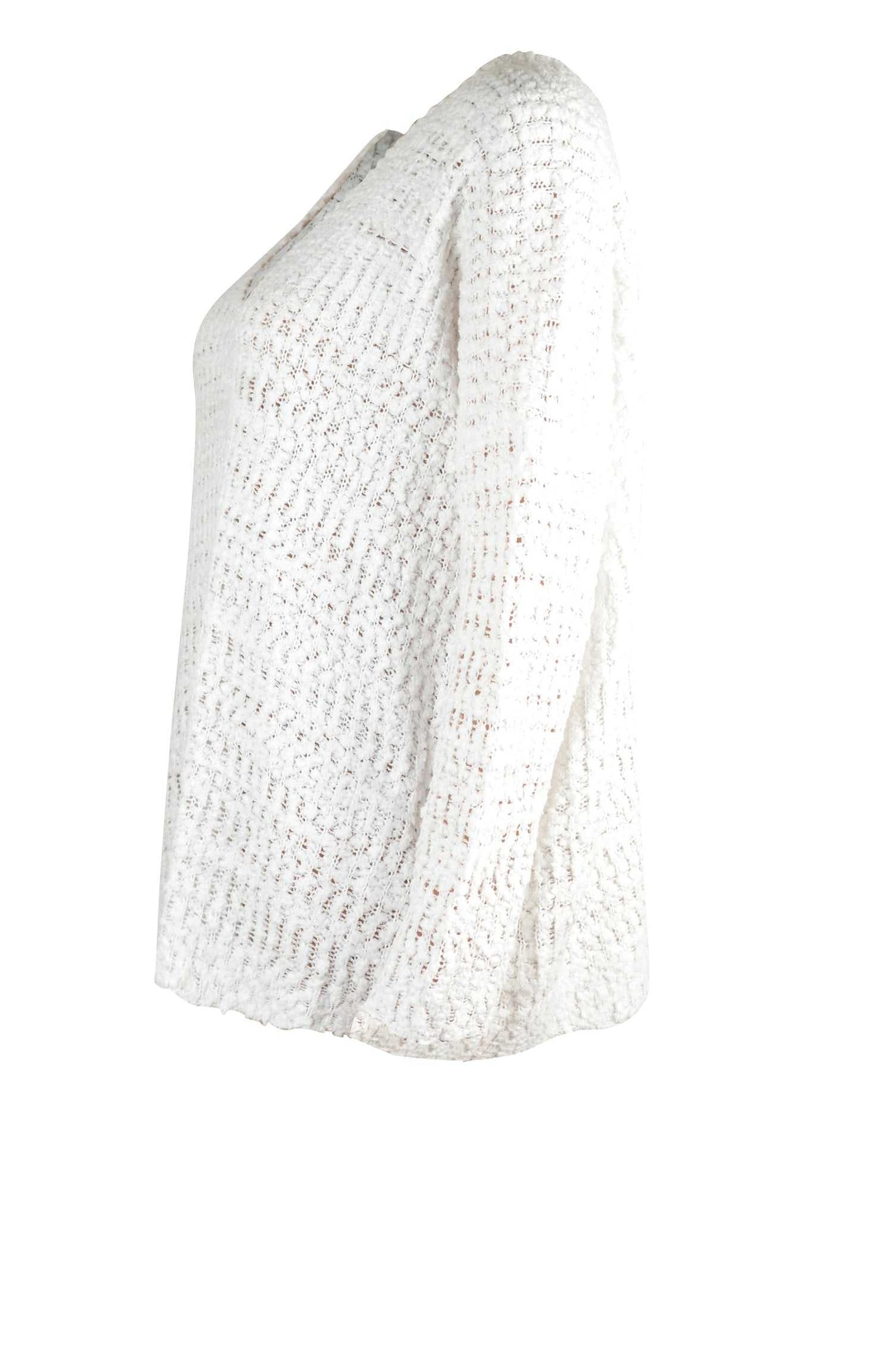 Angel Wings Single Shoulder Long Sleeve Sweater in white, side view.