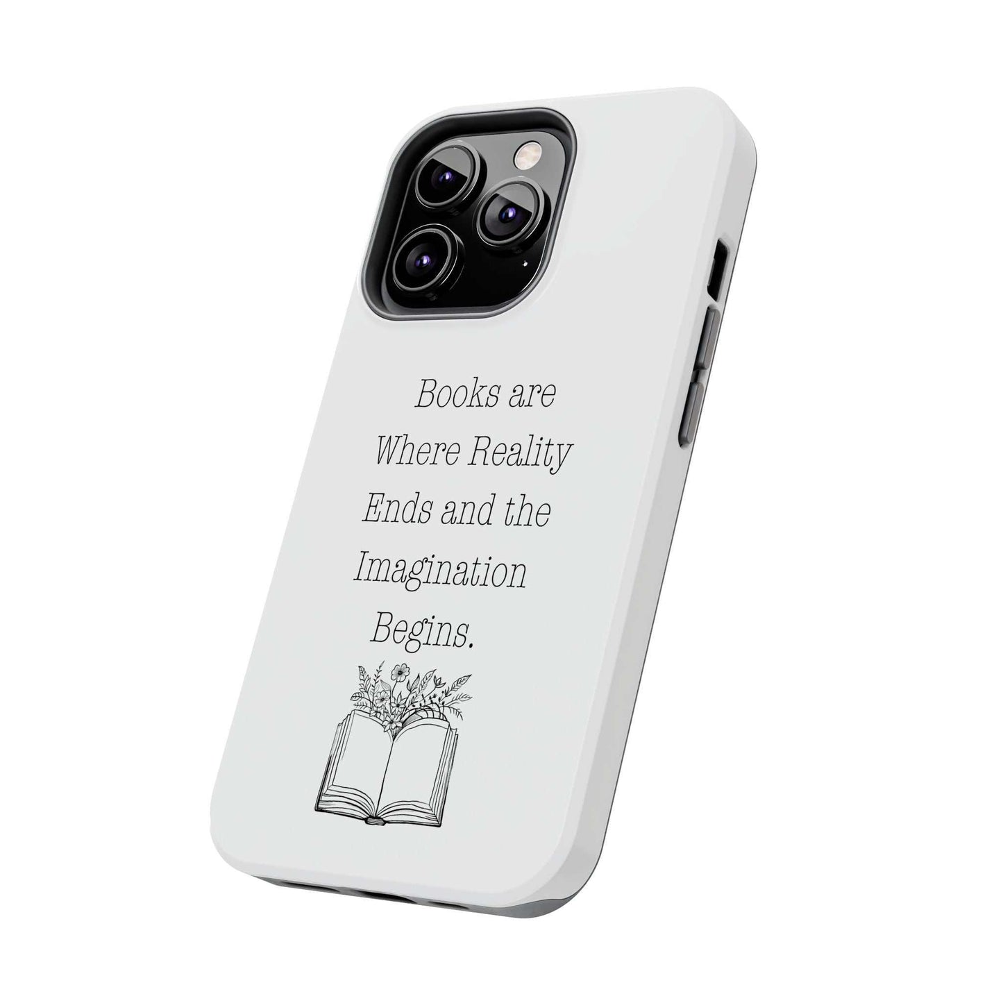 Quote Book Phone Case with floral book graphic, durable Lexan plastic, shock-absorbing liner.