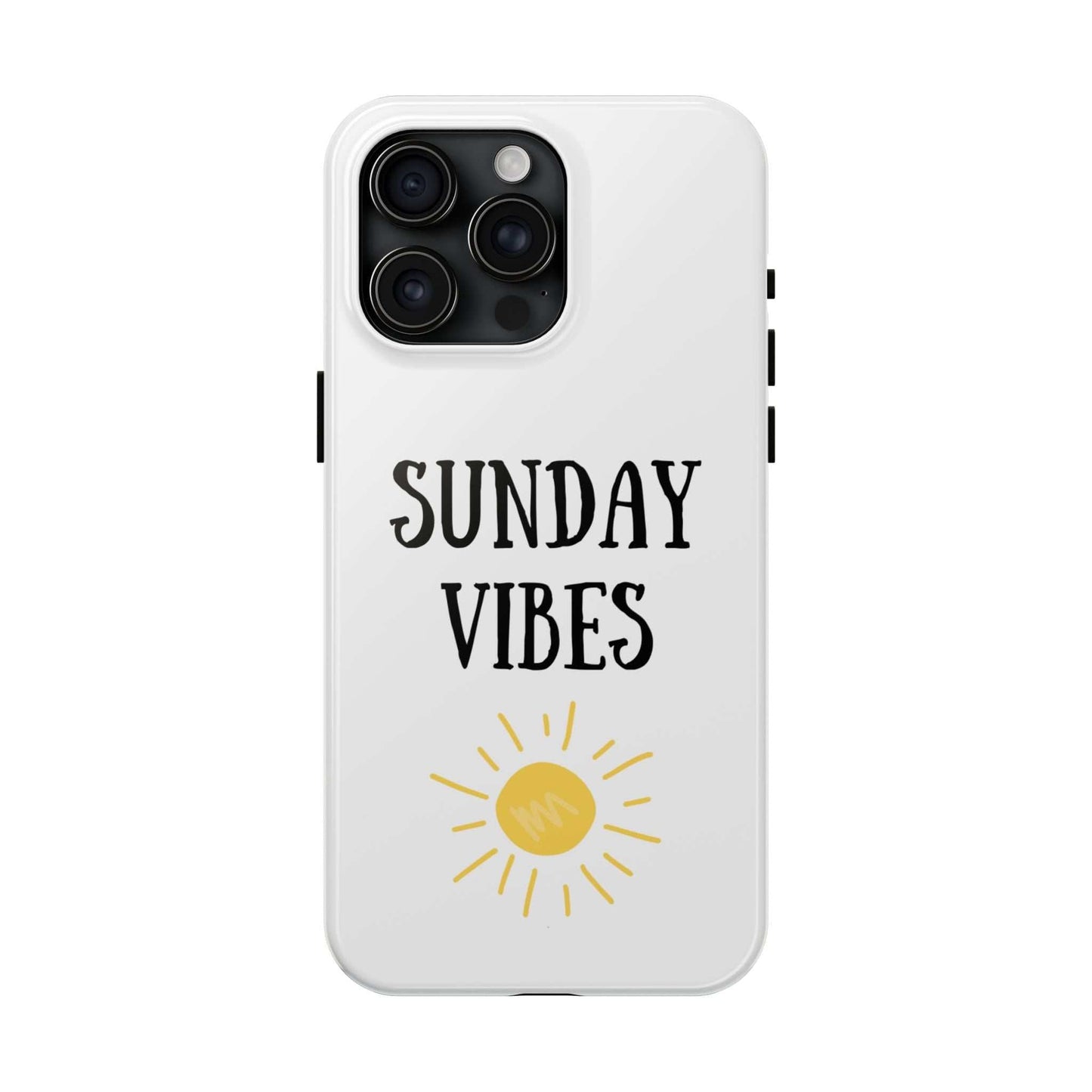 'Sunday Vibes' sun graphic phone case with durable Lexan plastic and vibrant glossy finish.