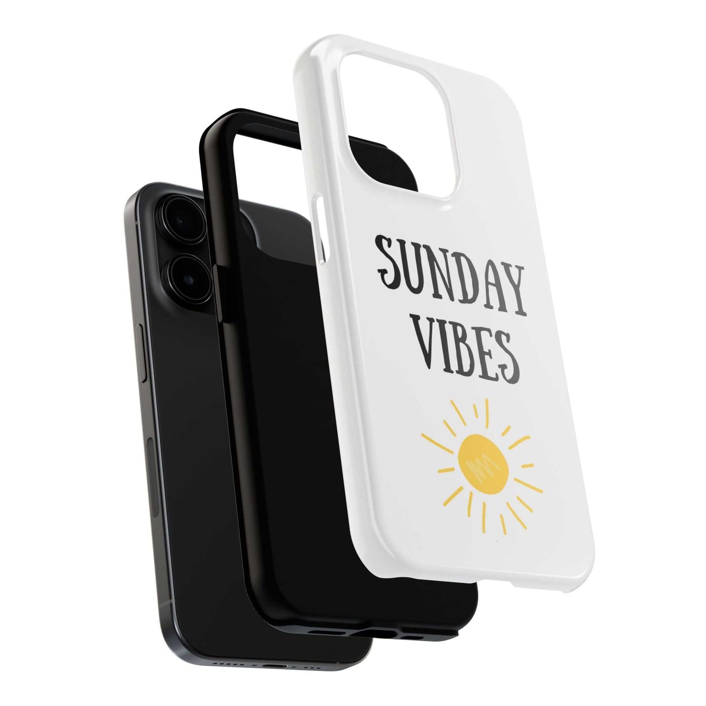 Sunday Vibes sun graphic phone case, durable Lexan plastic, vibrant colors.