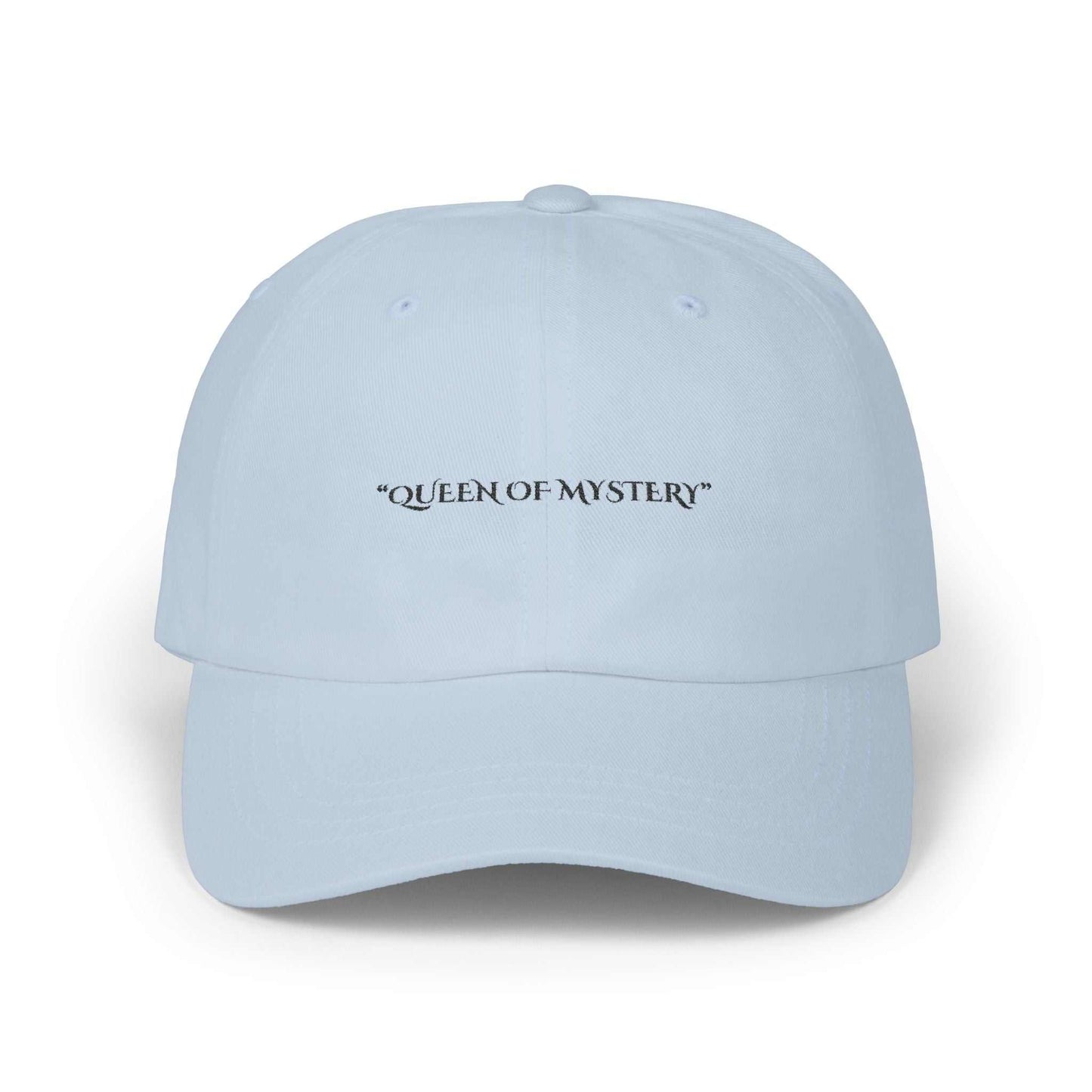 Classic Dad Cap with "Queen of Mystery" text, versatile and empowering design.