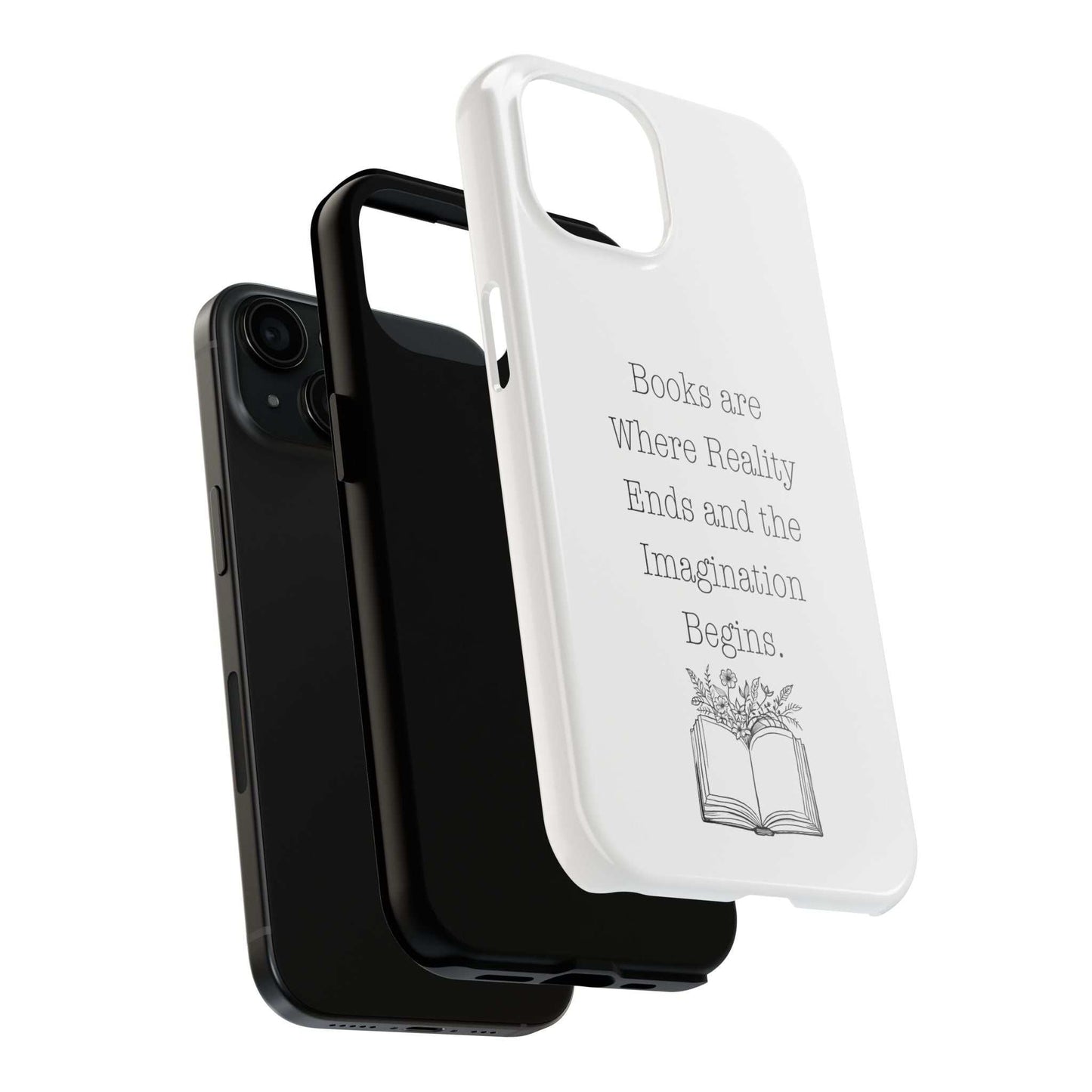 Durable Quote Book Phone Case with floral book design.