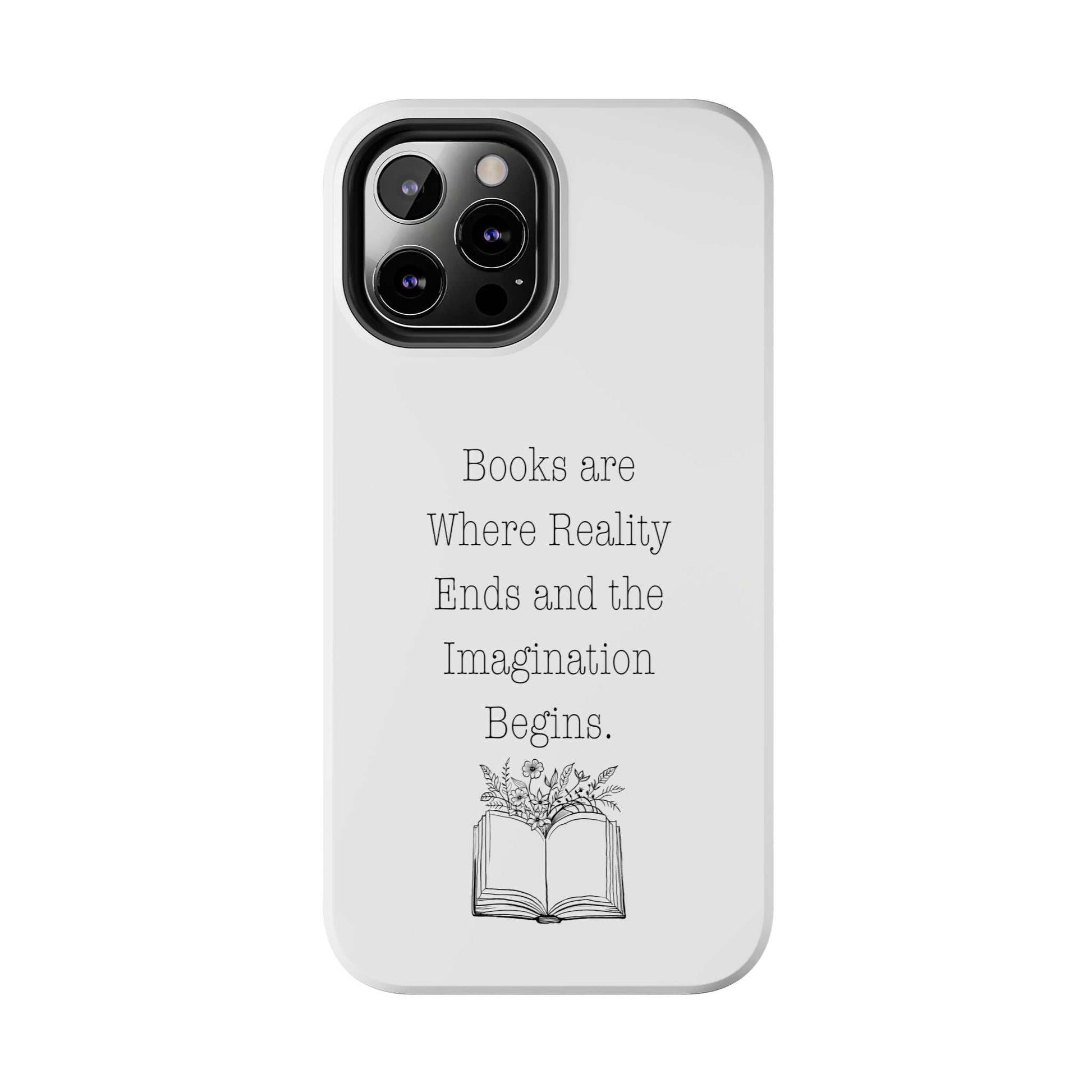 Quote Book Phone Case with floral book design, durable and impact-resistant, ideal for literary enthusiasts.