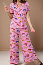 Animal Button Up Top and Pants Lounge Set