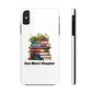 Phone case with a book pile design and "One More Chapter" text, ideal for book lovers.