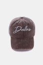 Zenana Washed DALLAS Embroidered Baseball Cap with vintage style and intricate embroidery.