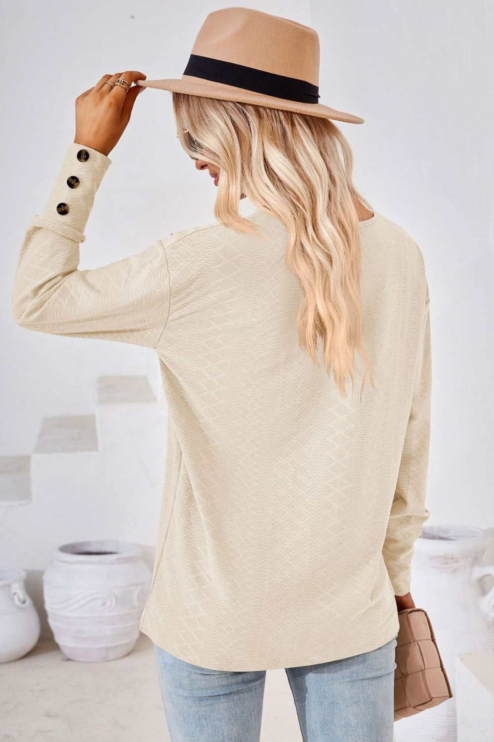 V-Neck Long Sleeve Blouse