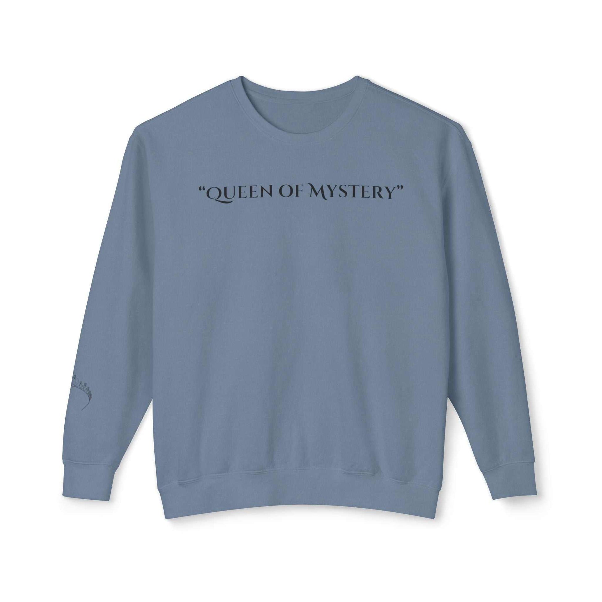 Queens Mystery Sweatshirt with enigmatic design, lightweight fit, perfect for casual wear.