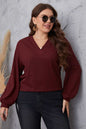 Honey Melo Apparel Plus Size V-Neck Dropped Shoulder Blouse