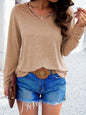 Crisscross V-Neck Long Sleeve T-Shirt