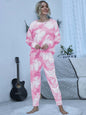 Shiny Tie-Dye Round Neck Top and Pants Lounge Set