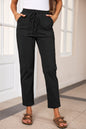 Drawstring Straight Pants with Pockets