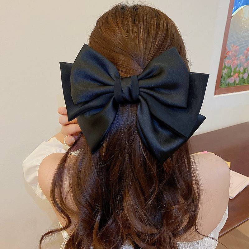 Bow Cloth Hair Clip Blush Black