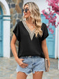 Mandy V-Neck Cuffed Blouse