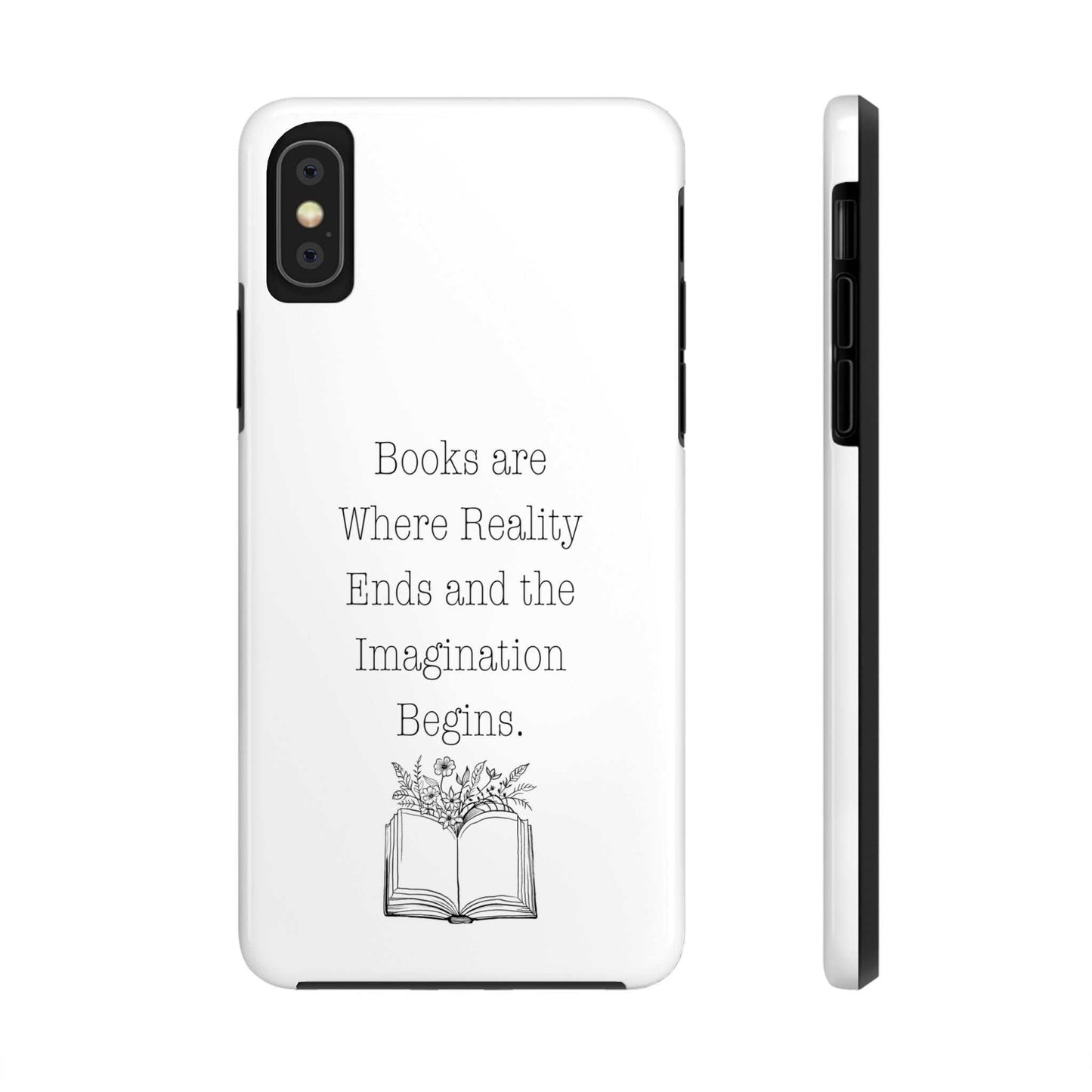 Durable Quote Book Phone Case with floral graphic and literary quote.