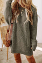 Cable-Knit Round Neck Sweater Dress Sage