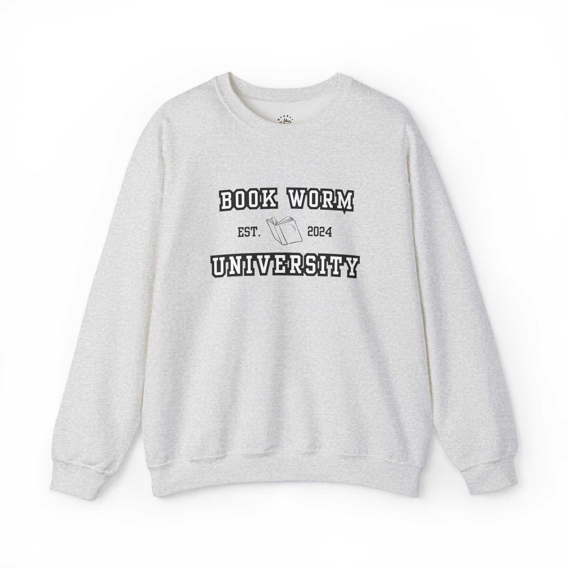 Bookworm University Crewneck Sweatshirt Est 2024 Design with book graphic