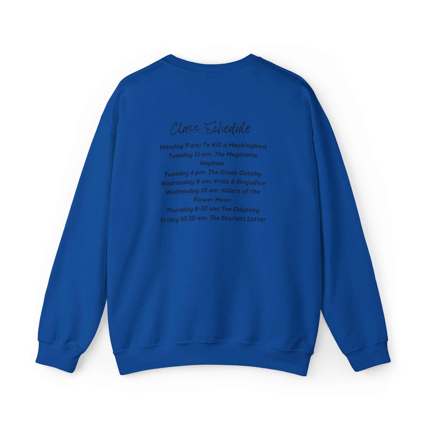 Bookworm University Crewneck Sweatshirt - Est 2024, cozy cotton-polyester blend, classic fit, durable stitching.