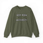 Bookworm University Crewneck Sweatshirt - Est 2024 Design in olive green with book graphic, made from 50% cotton and 50% polyester.