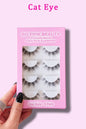 PINK BEAUTY Faux Mink Eyelashes 5 Pairs in pink packaging, held by a hand.