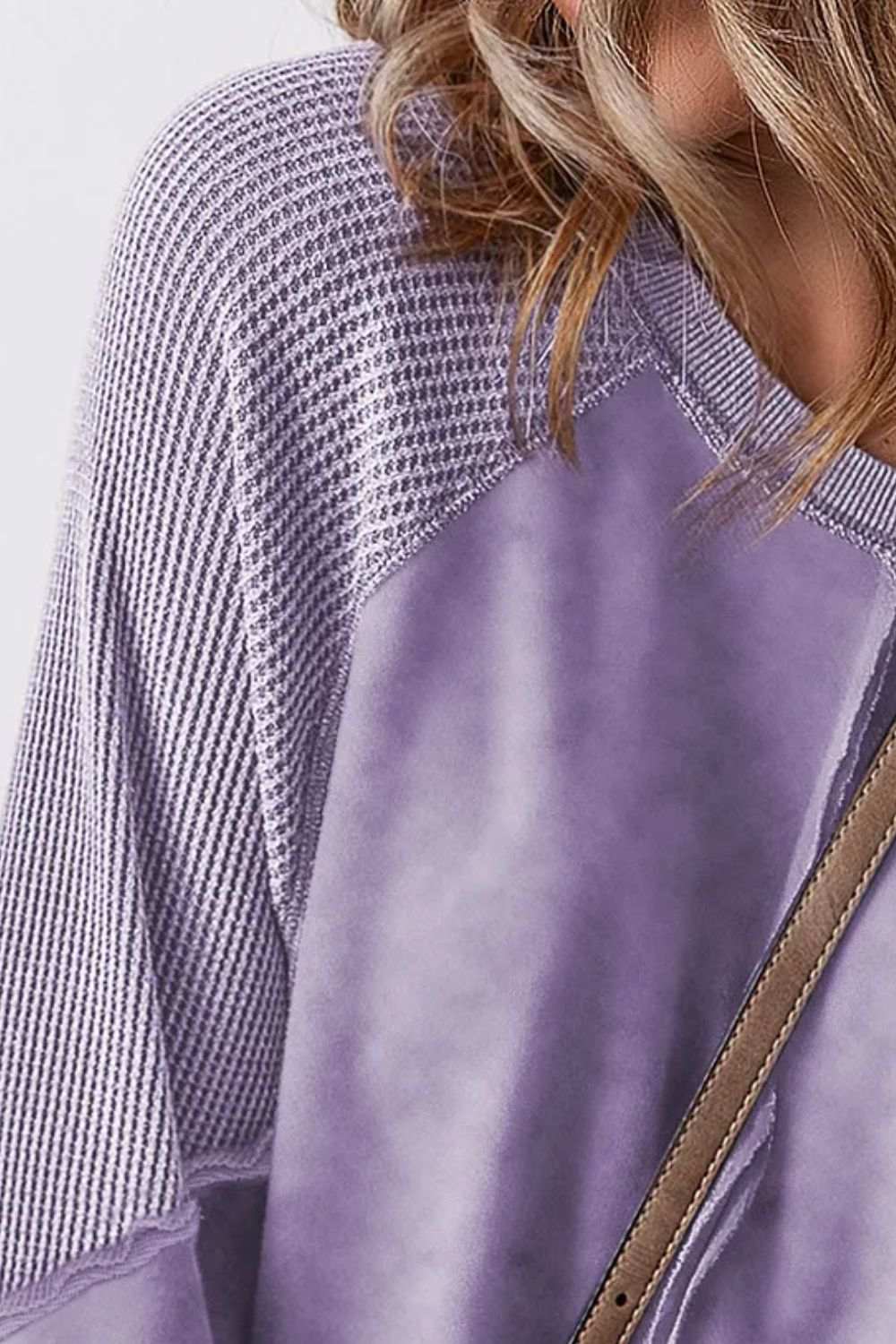 Exposed Seam Long Sleeve Sweatshirt Lavender