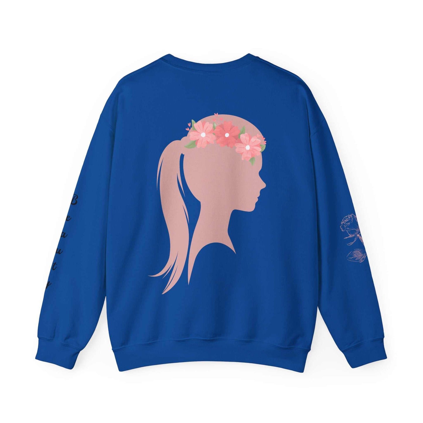 Beauty Roses Crewneck Sweatshirt - Dusty Rose Silhouette Design