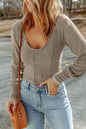 Scoop Neck Long Sleeve Top Khaki