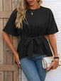 Ivy Lane Tied Round Neck Half Sleeve Blouse