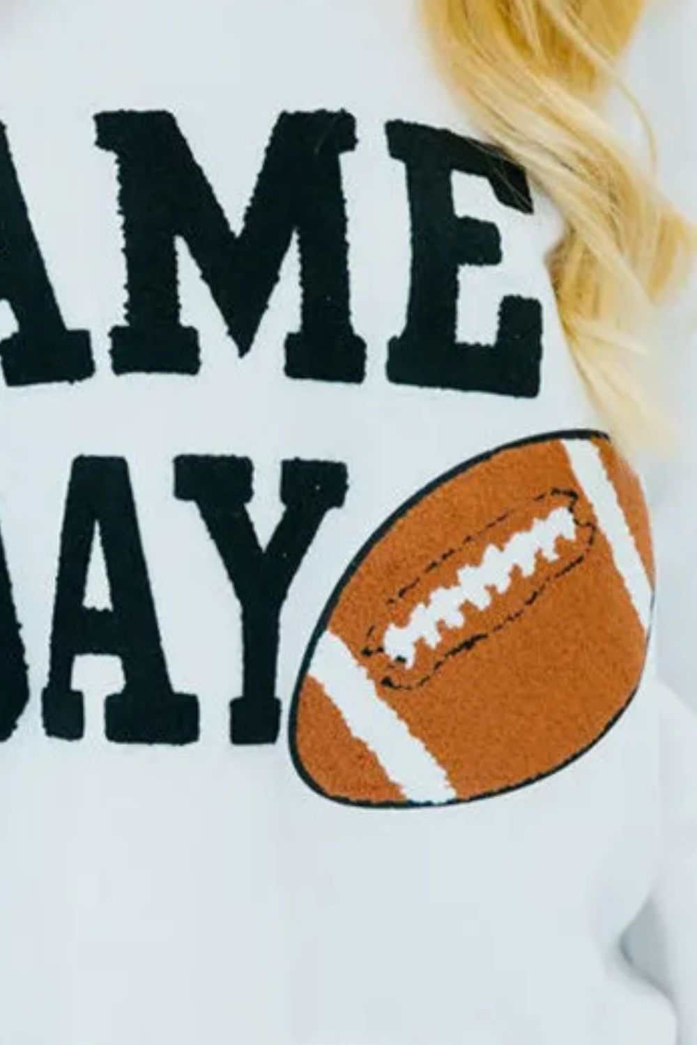 GAME DAY Round Neck Long Sleeve Sweatshirt with football design