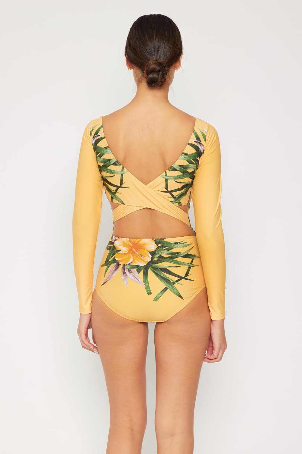 Marina West Swim Cool Down Longsleeve One-Piece Swimsuit, floral print, sun protection.