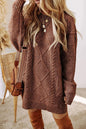 Cable-Knit Round Neck Sweater Dress Taupe